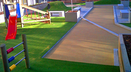 Artificial grass for playgrounds